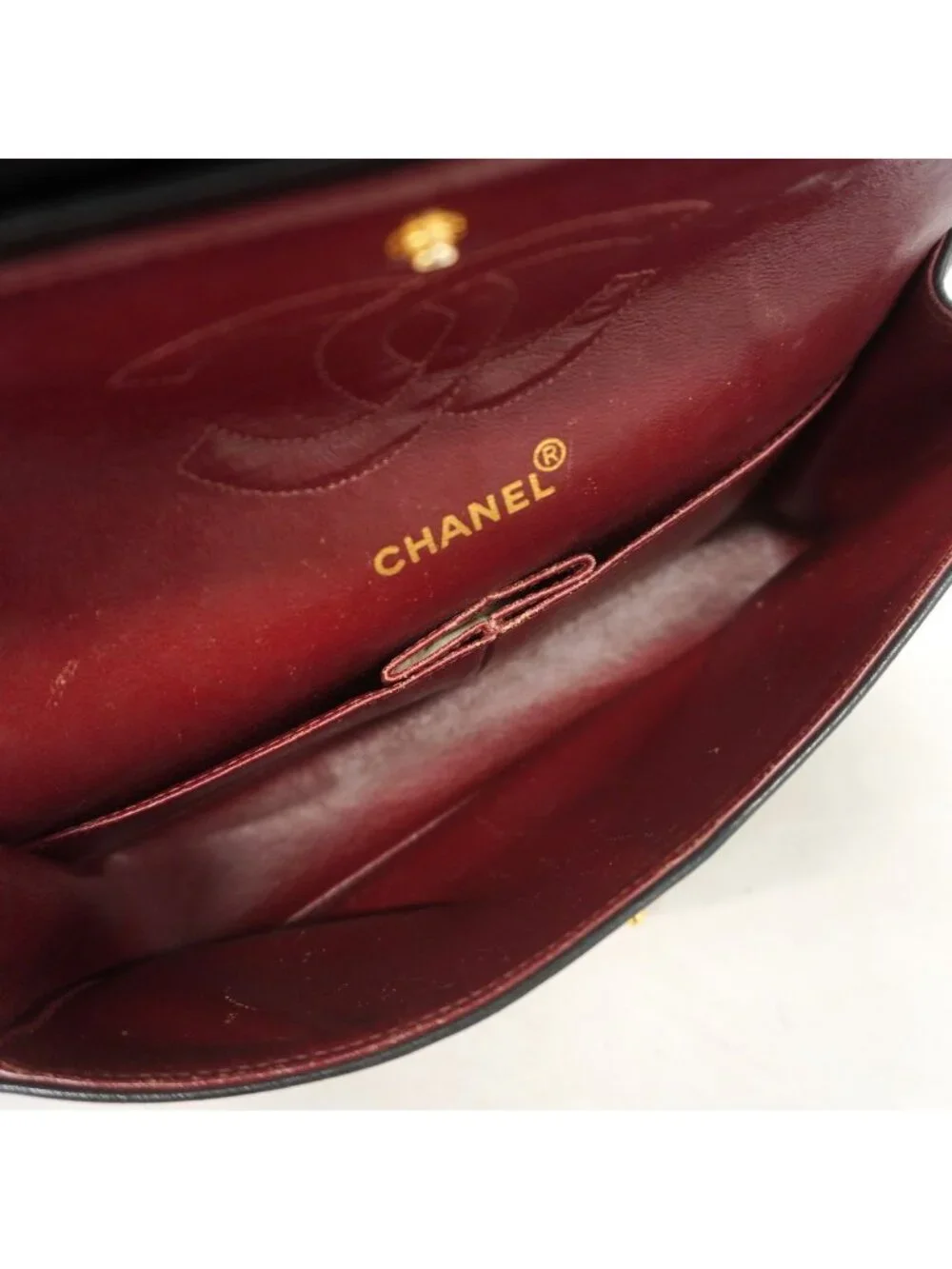 Chanel Shoulder Bag V-stitch Lambskin Black Gold